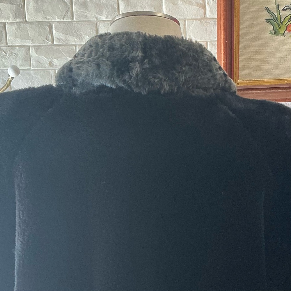 Vintage 1980s Faux Fur JORDACHE Coat Faux Mink Patterned Trim Satin Lined Coat - Picture 10 of 15